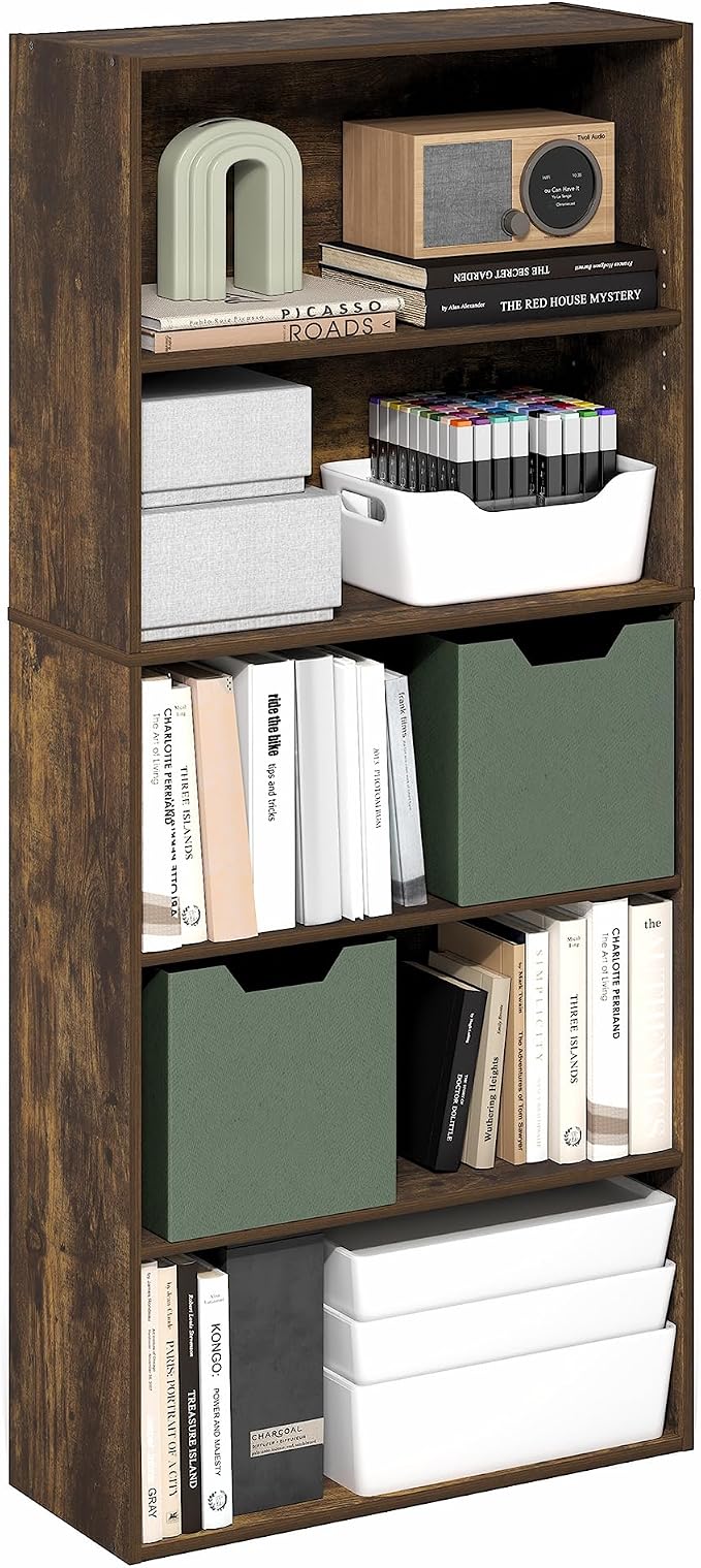 Furinno Jaya Book Shelf, 5-Tier Bookshelf, 52 Inch Tall Standing Bookcase - Image 3