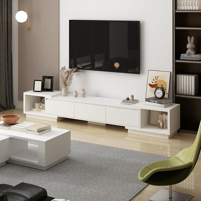 AGOTENI Expandable TV Stand Media Console Table, Modern Entertainment Center - Image 2