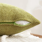 MIULEE Soft Decorative Chenille Fall Pillow Covers Rust Yellow Green 20x20 | - Image 3