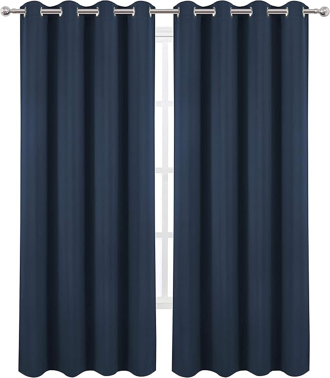 Navy Blue Blackout Curtains 52 x 84 inch/Set of 2 Curtain Panels Room Darkening - Image 2