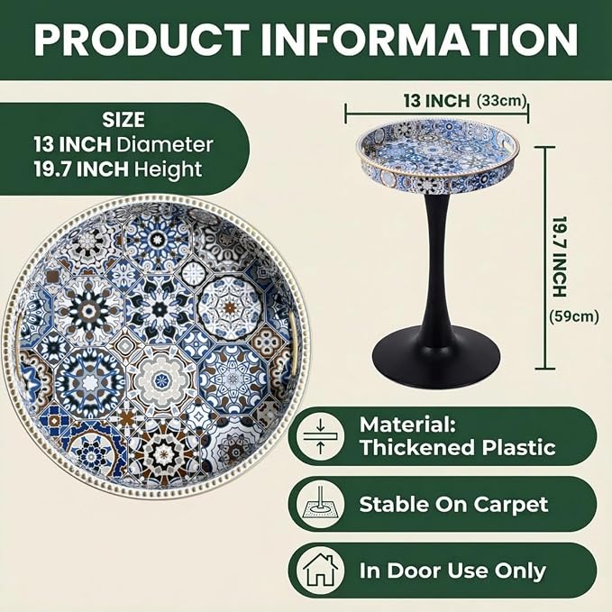 Gesodant Boho Chic Round Side Table, Stable Hourglass Pedestal Base, Unique - Image 3