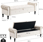 Storage Bench for Bedroom, Velvet 67" End of Bed Bench, King Size Bench - Image 2