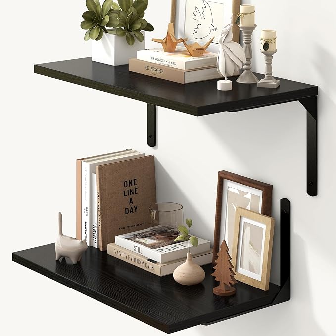 Fun Memories Floating Shelves for Wall, 12 Inch Deep Floating Shelves Set of 2 by FunMemories