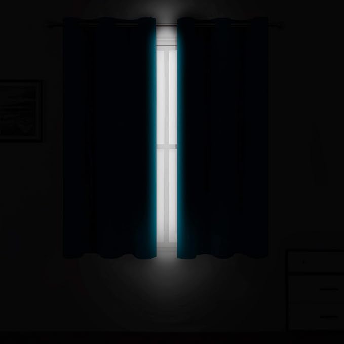 Teal Blackout Curtains 40 x 63 Inch Length/Set of 2 Curtain Panels/Thermal - Image 3