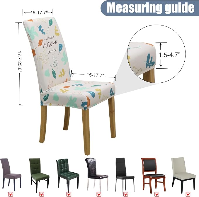 BIETYONE Stretch Dining Chair Covers Set of 6, Soft Removable Washable Kitchen - Image 5