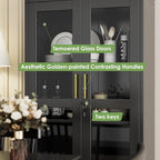 73" Black Metal Arched Display Cabinet - Image 8