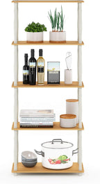 Furinno TURN-S-TUBE Storage Shelves, 5-Tier Book Shelf, Corner Shelf, Toolless - Image 4