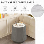 19.68" Round Marble End Table, Modern Cup Shaped Side Table - Image 6