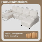 U-Shaped Sectional Couches for Living Room, 4 Seat Sofa - Image 2