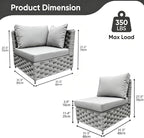 TWT Khaki Gray 5-Piece Modular Outdoor Sofa, 5-Seater Free Combination - Image 2