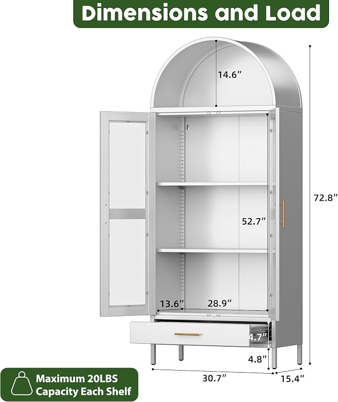 VEXPOR 73" Tall Arched Display Cabinet - Image 2