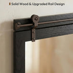 27"x49" Large Black Barn Door Mirror, Solid Wood Framed Accent Wall Mirror - Image 3
