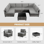 KIGOTY Patio Furniture Set, 7 Pieces Modular Outdoor Sectional Sofa, PE Rattan - Image 3