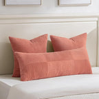 Fancy Homi Set of 2 Coral Boho Long Lumbar Body Decorative Throw Pillow Cover - Image 2