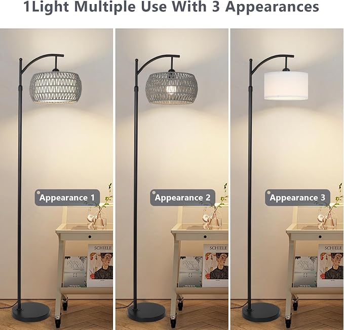 Arc Floor Lamp for Bedroom, Boho Standing Lamp - Image 7