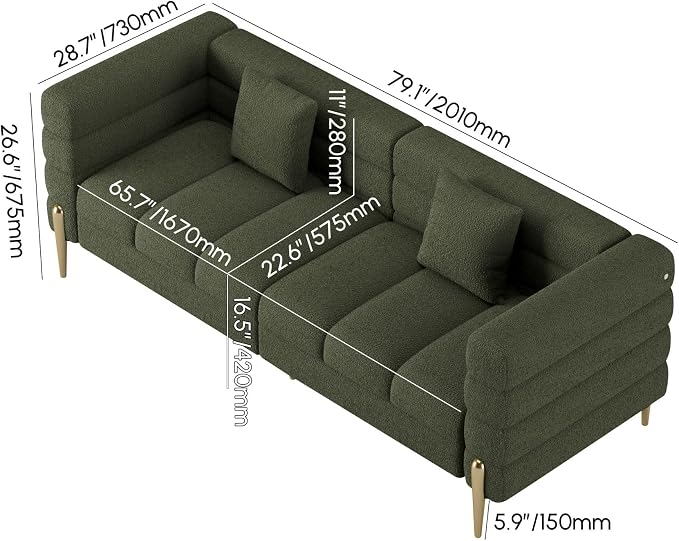 homary Boucle Sofa 79”, Modern 3 Seater Couch - Image 2