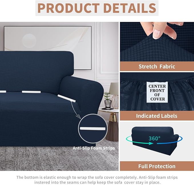Easy-Going 100% Waterproof Couch Cover, 3 Cushion Oversized Sofa Cover | - Image 4