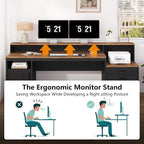 YOMILUVE Computer Desk with 3 Drawers & Storage Shelves, 65 Inch Home Office - Image 7