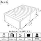 ROIL 14 Inch White Twin XL Bed Frame - Image 2