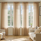 MIULEE Brown Sheer Curtains 63 Inches Long 4 Panels 54 x 63 Inches | Light by MIULEE