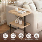 Faesun C Table End Table Adjustable Height, 360°Swivel TV Tray Table - Image 4