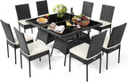 Tangkula 10 Pieces Wicker Patio Dining Set, Outdoor Rattan Table & Chairs Set by TANGKULA