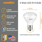 Sunlite LED R14 Mini Flood Light Bulbs, 4 Watts, 280 Lumens, Intermediate Base - Image 2