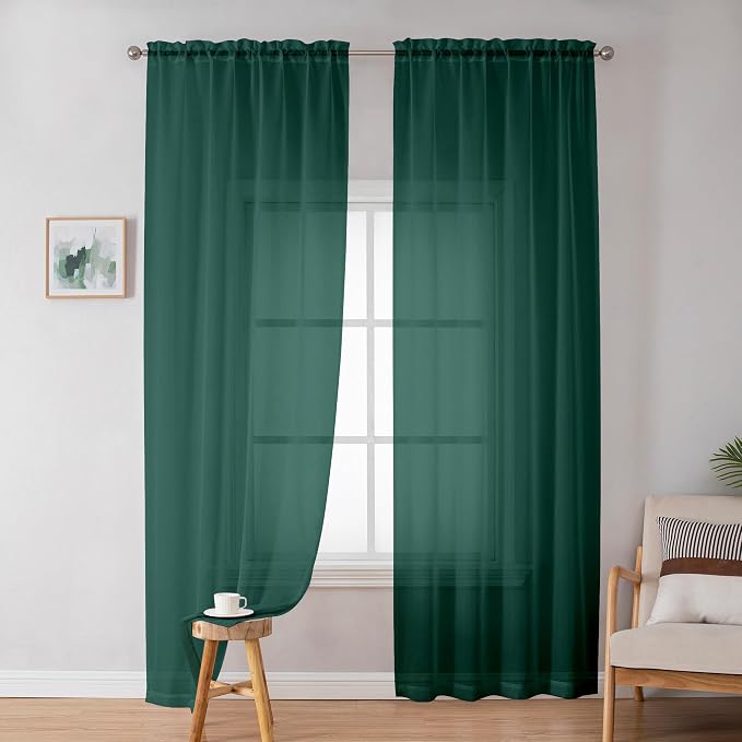 Green Sheer Curtains 84 Inches Long - Image 2