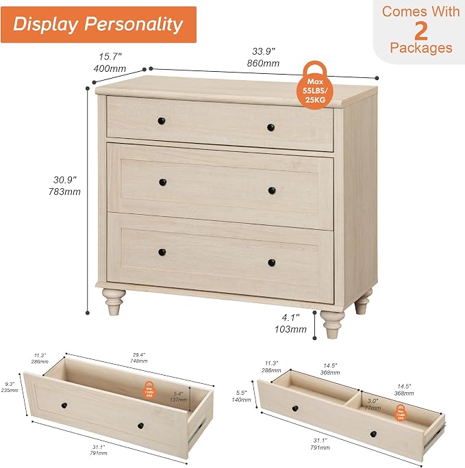 WAMPAT Farmhouse Nightstand - Image 3