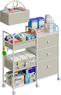 Cidaziya 2In1 Baby Diaper Caddy Organizers and Storage, 3 Tier Rolling Cart by Cidaziya