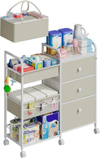 Cidaziya 2In1 Baby Diaper Caddy Organizers and Storage, 3 Tier Rolling Cart by Cidaziya