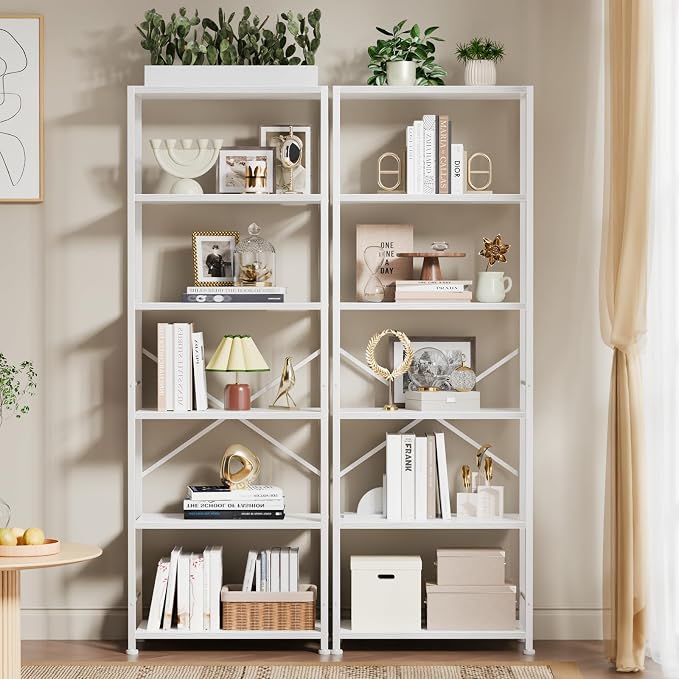 Furologee 6 Tier Book Shelf, Tall Wide Bookshelf, Modern Open Bookcase - Image 5
