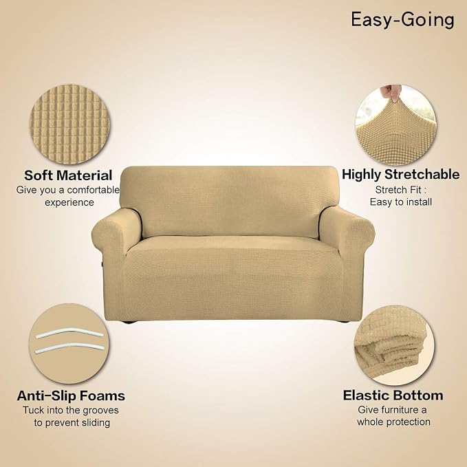 Easy-Going Stretch Oversized Sofa Couch Slipcover Washable Beige | 1-Piece - Image 3