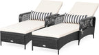 COSTWAY PE Rattan Chaise Lounge Chair, 6 Gear Adjustable Recliner by COSTWAY