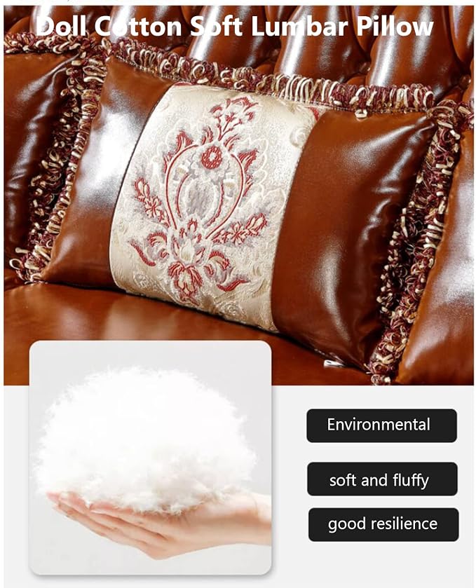 European-Style Leather Sofa, Solid Wood Carved High-end American-Style Sofa - Image 8