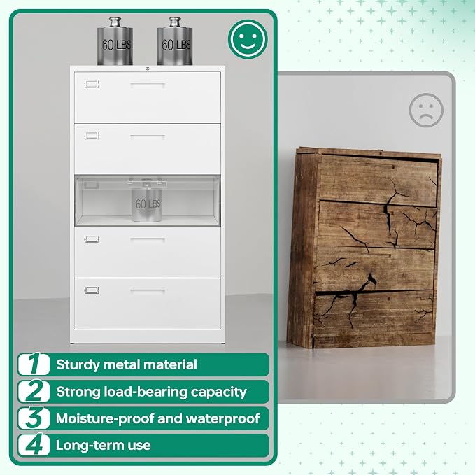 Letaya Lateral 5 Drawer File Cabinet - Image 7
