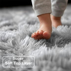 Amdrebio Tie-Dyed Light Grey Big Shag Round Rug 6Ft - Image 2