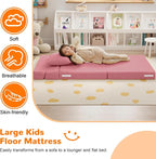 MeMoreCool Kids Folding Sofa – Corduroy Floor Futon Chair, Tri-Fold Mattress - Image 4