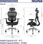 Nouhaus Ergo3D Ergonomic Office Chair Lumbar Support Mesh Office Chair - Image 2
