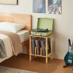 LELELINKY 2-Tier Bamboo Record Player Stand Set of 2 - Image 5