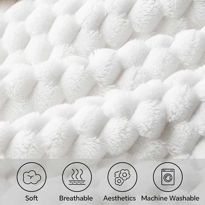 BEDELITE White Twin Blanket for Couch, Soft Cozy Gifts for Women, 60 * 80 | 3D - Image 3