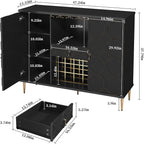Modern Bar Cabinet with Drawer, Liquor Cabinet with Wine Glass Racks and Shelves - Image 2