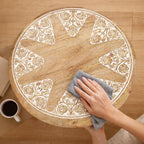 Side Tables-Hand Carved Vintage Boho Folding End Tables - Image 3