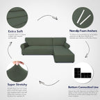 PureFit Stretch Sectional Couch Covers 2 pcs Non Slip L Shape Sofa Cover - Image 3