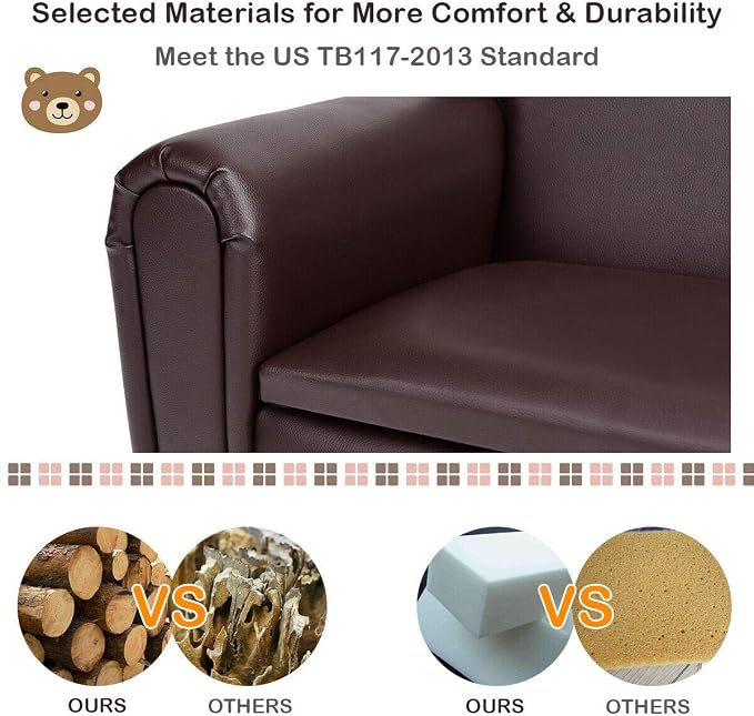 Costzon Kids Couch, 2 in 1 Double Seat Children's Sofa w/Under Seat Storage - Image 7