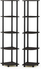 Furinno TURN-N-TUBE Corner Shelf Set of 2, 5-Tier Corner Bookshelf, Open - Image 5