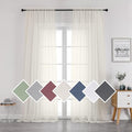 Sheer Ivory Curtains Light Filtering Window Drapes by OVZME