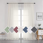 Sheer Ivory Curtains Light Filtering Window Drapes by OVZME