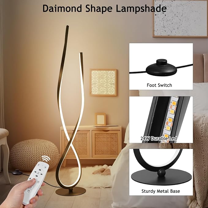 NUÜR Spiral Floor Lamp, Arched Bright Floor Lamps - Image 5