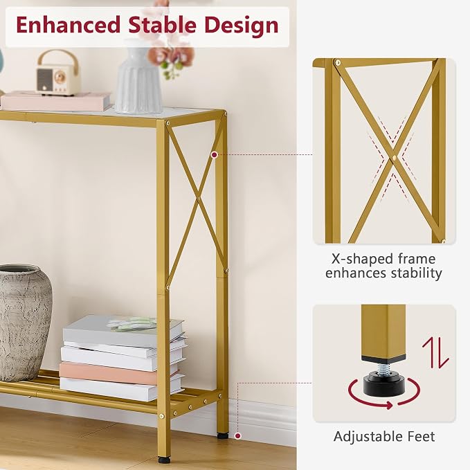 Tajsoon 28.3" Entryway Table, 2-Tier Small Consle Table - Image 5